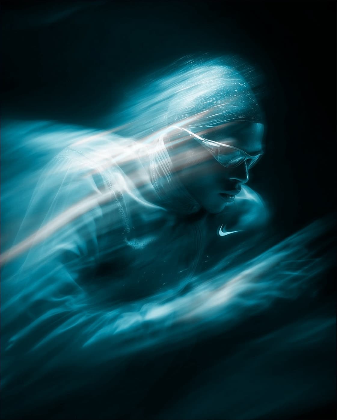 Turquoise motion portrait